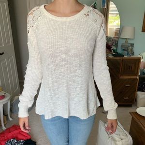 Cream Hollister Sweater with Lace!